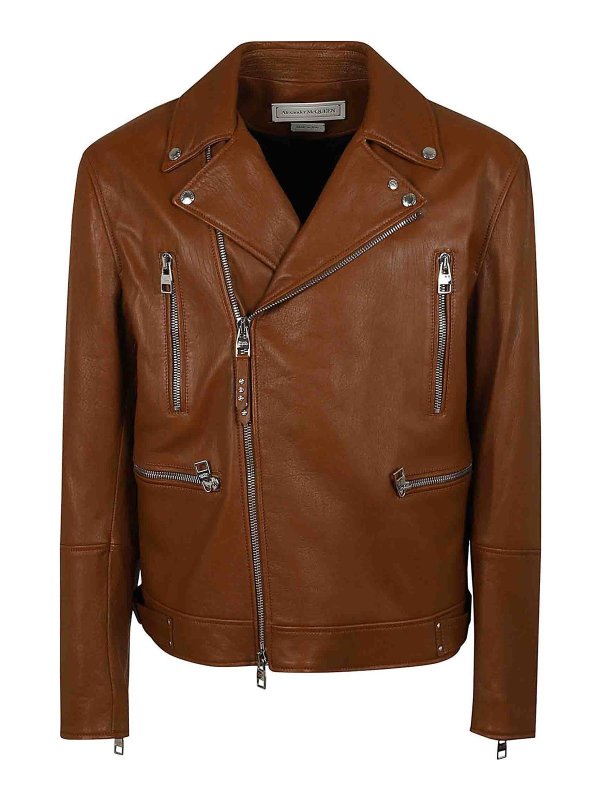 ALEXANDER MCQUEEN: Lederjacken - Lederjacke - Braun