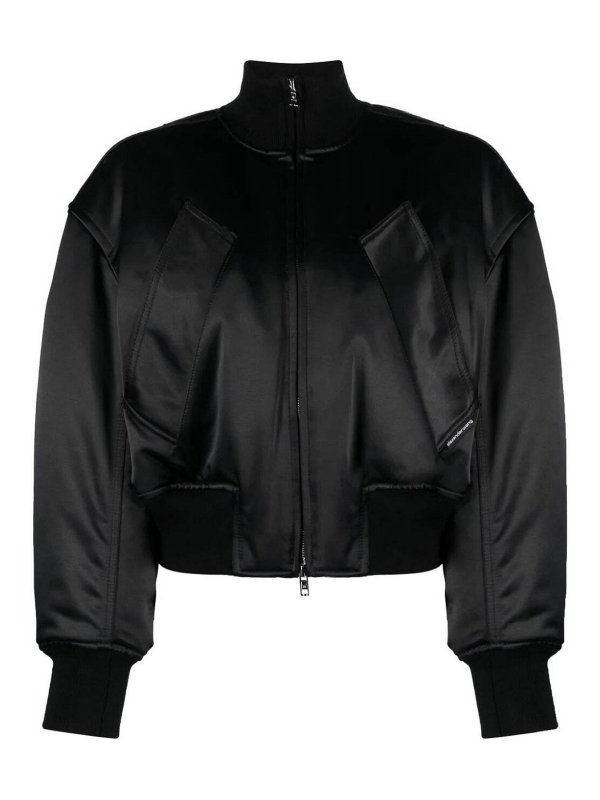 ALEXANDER WANG: bombers - Black satin blend bomber