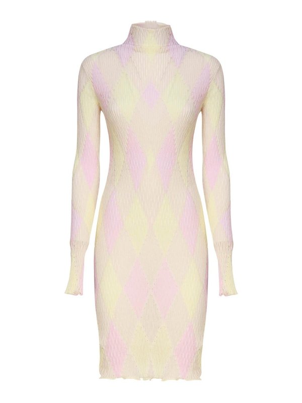 BURBERRY: knee length dresses - Knitted Dress With High Half Neck