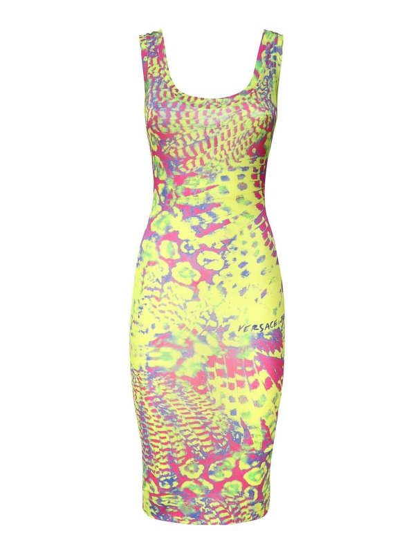 Versace Jeans Couture: ニーレングスドレス - 膝丈ドレス - マルチカラー