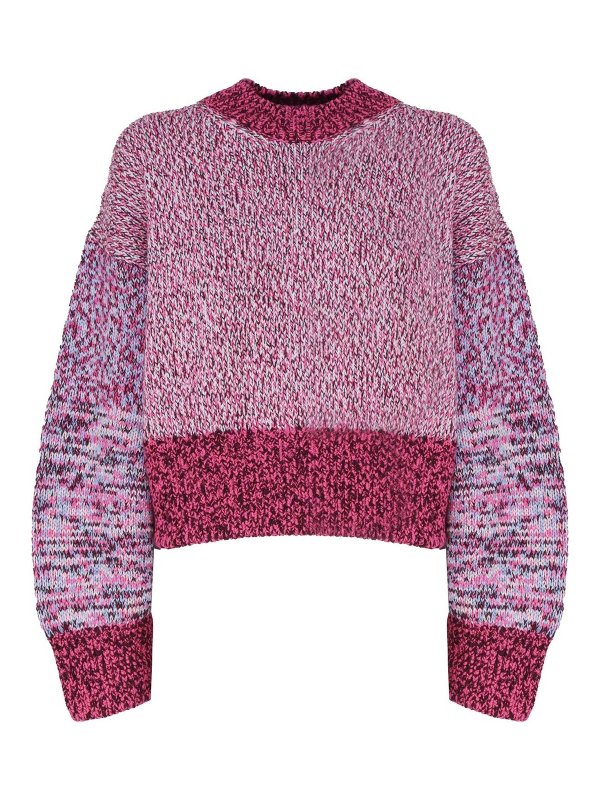 LOEWE: crew necks - Cropped Over Sweater In Wool