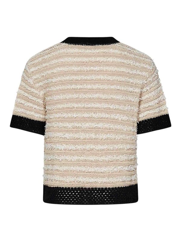 Balmain: crew necks online - Cotton Sweater With Stripes