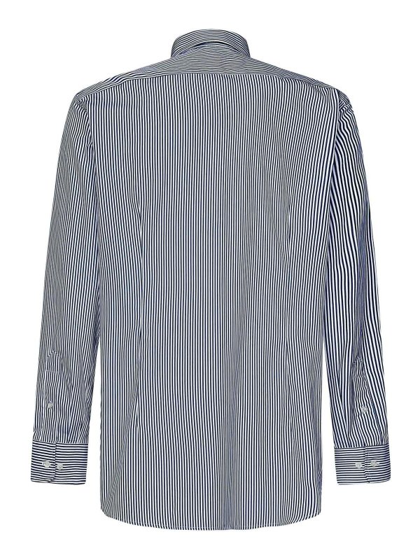 ETRO: shirts online - Blue Cotton Shirt with White Stripes