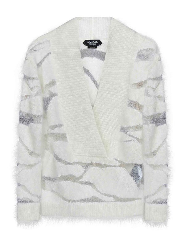 TOM FORD: Strickpullover mit Rundhalsausschnitt - Rundhalspullover - Weiß