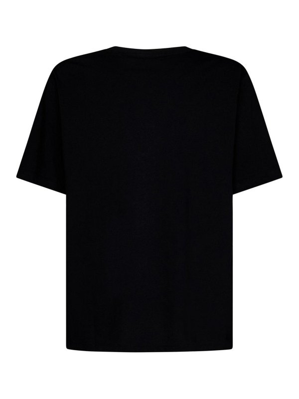 Balmain: t-shirt online - T-shirt nera in cotone organico con logo