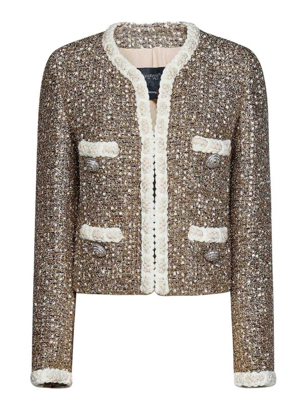 Giambattista Valli: giacche blazer - Blazer Corto In Tweed Lurex Oro