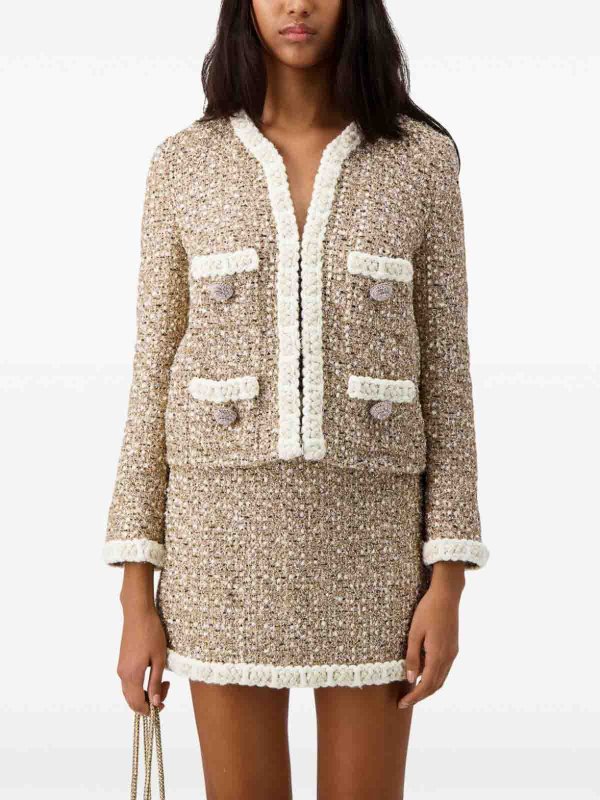 Giambattista Valli: giacche blazer online - Blazer Corto In Tweed Lurex Oro