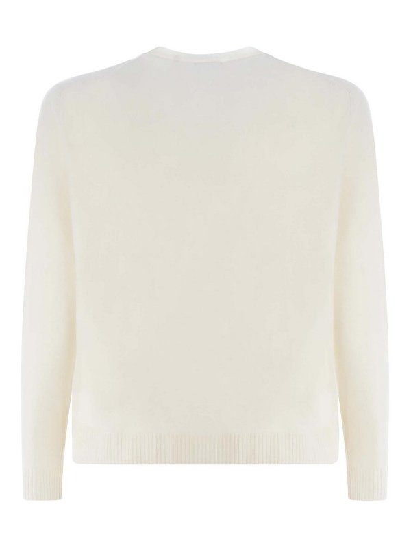 The Best Shops MALO: Strickpullover mit Rundhalsausschnitt - Rundhalspullover - Weiß