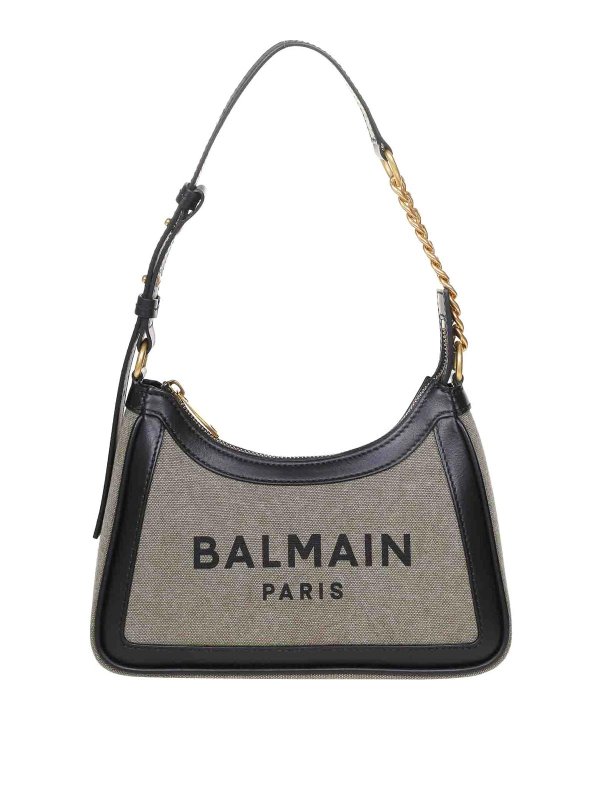 Balmain: Schultertaschen - Schultertasche - Hellbraun