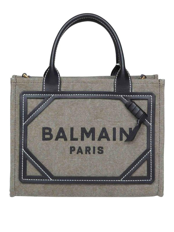 Balmain: totes bags - Shopper Small B-Army In Canvas Con Logo