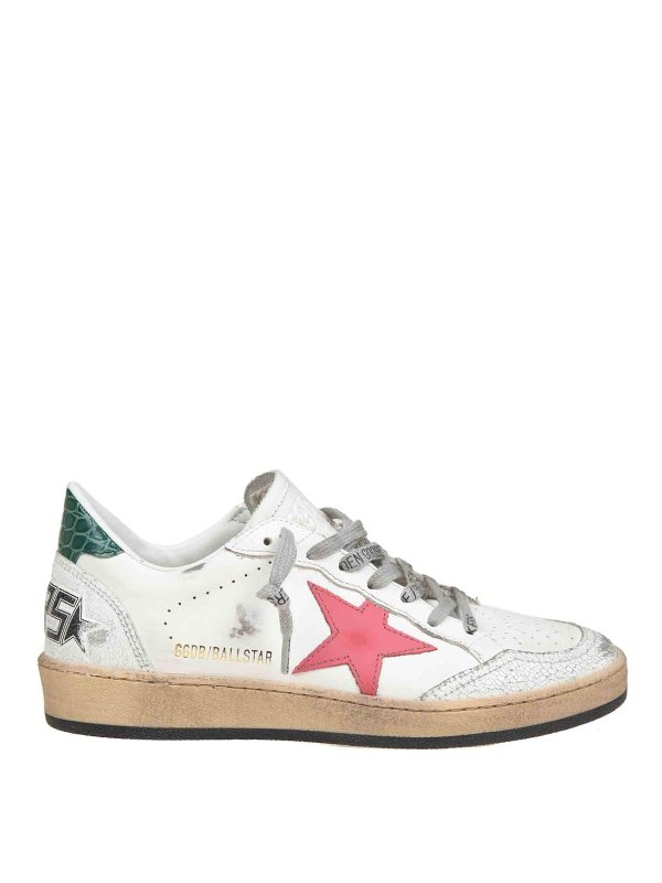 GOLDEN GOOSE: sneakers - Ballstar In Pelle Colore Bianco E Rosa