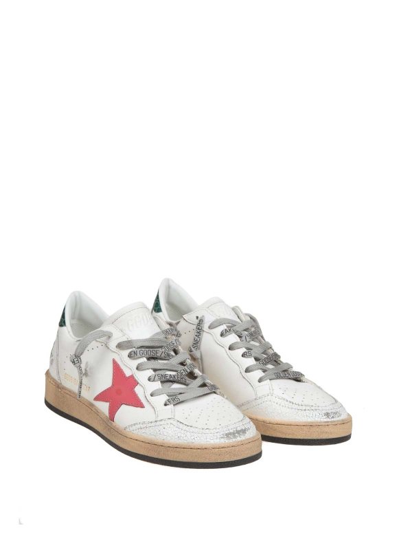 GOLDEN GOOSE: sneakers online - Ballstar In Pelle Colore Bianco E Rosa
