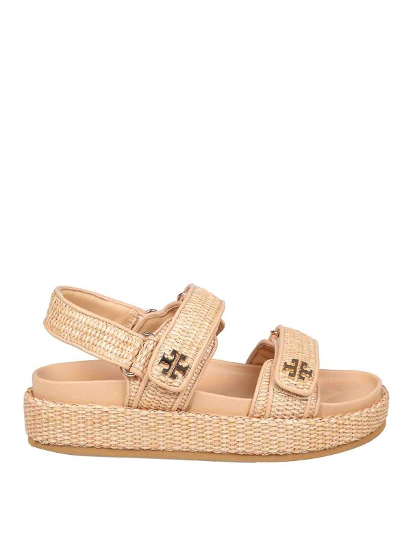 TORY BURCH: sandals - Kira Sport Sandal In Natural Color Raffia