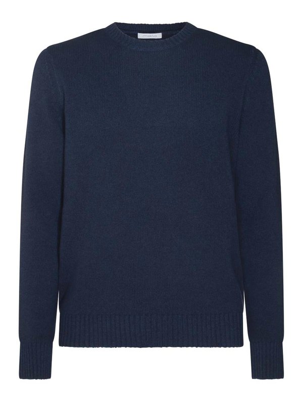 MALO: crew necks - Blue Wool Crewneck