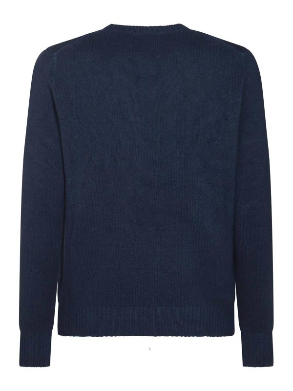MALO: crew necks online - Blue Wool Crewneck