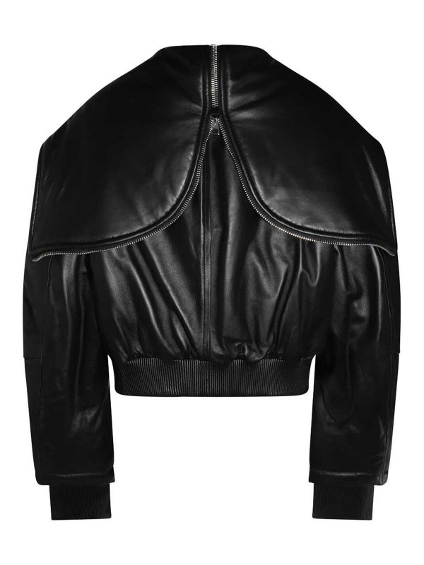 The Attico: leather jacket online - Black Leather Jacket