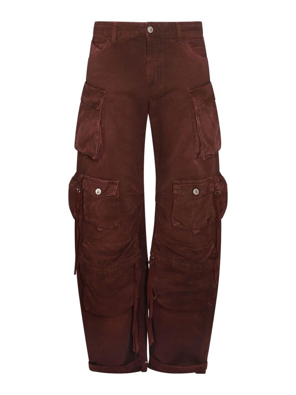 The Attico: straight leg jeans - Brown Cotton Denim Jeans