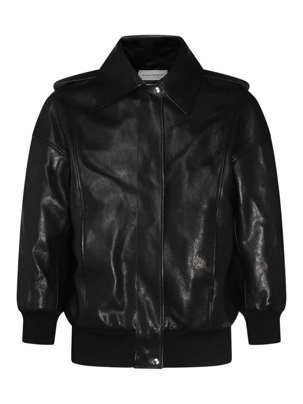 ALEXANDER MCQUEEN: leather jacket - Black Leather Jacket