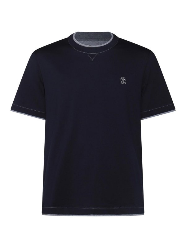 Brunello Cucinelli Blue Cotton T-Shirt - Blue | M0B137451GCB422