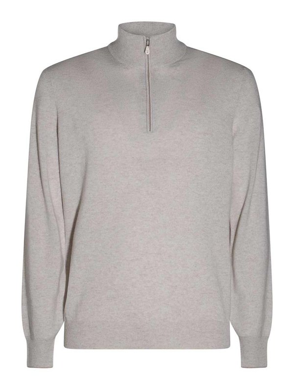 BRUNELLO CUCINELLI: Strickpullover mit Rundhalsausschnitt - Rundhalspullover - Grau