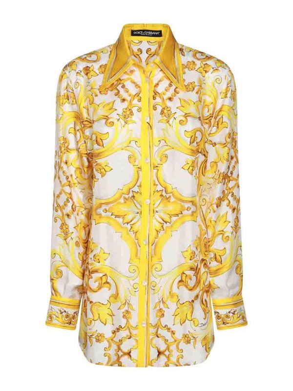 DOLCE & GABBANA: shirts - White And Yellow Shirt