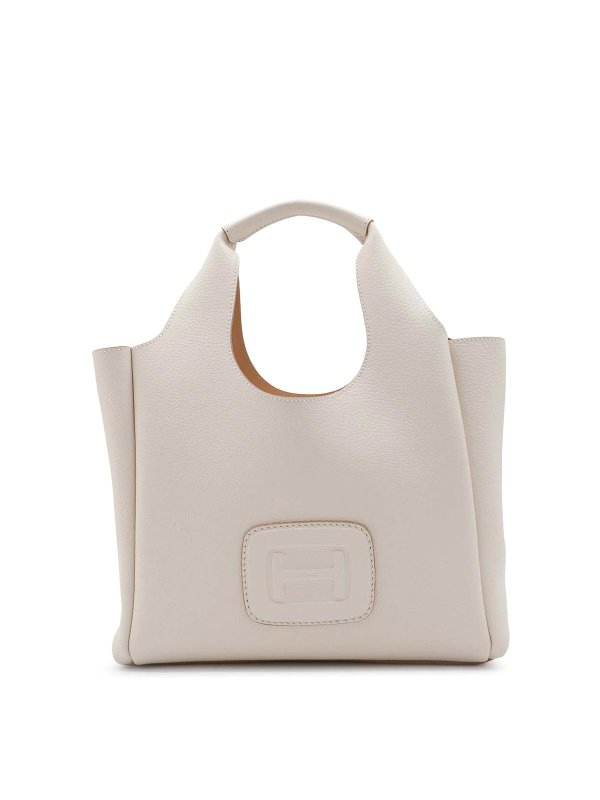 HOGAN: totes bags - White Leather Totes