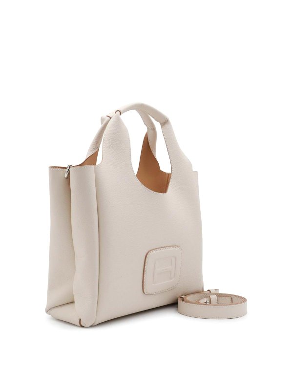 HOGAN: totes bags online - White Leather Totes