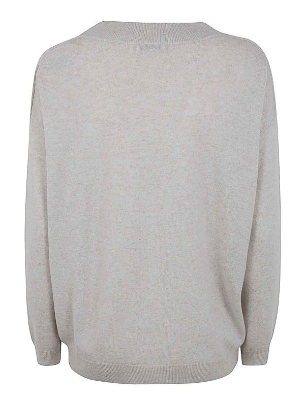 BRUNELLO CUCINELLI: Strickpullover mit V-Ausschnitt online - V-Pullover - Weiß