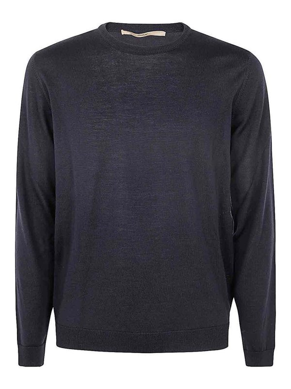 NUUR: Strickpullover mit Rundhalsausschnitt - Rundhalspullover - Blau
