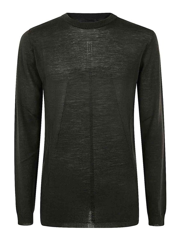 RICK OWENS: Strickpullover mit Rundhalsausschnitt - Rundhalspullover - Grün
