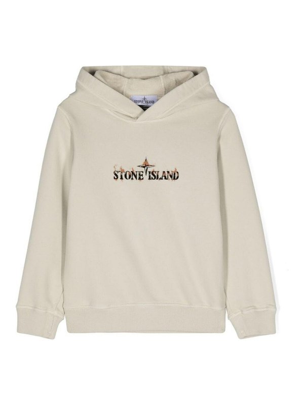 Stone Island Junior: Sweatshirts & Pulls - Sweat-Shirts - Blanc