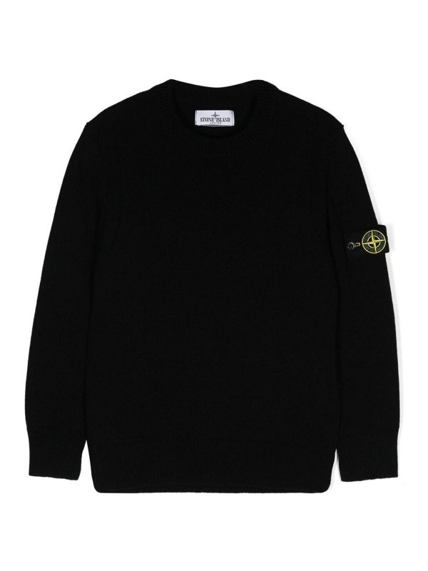 Stone Island Junior: Pull col rond - Pull Col Rond - Noir