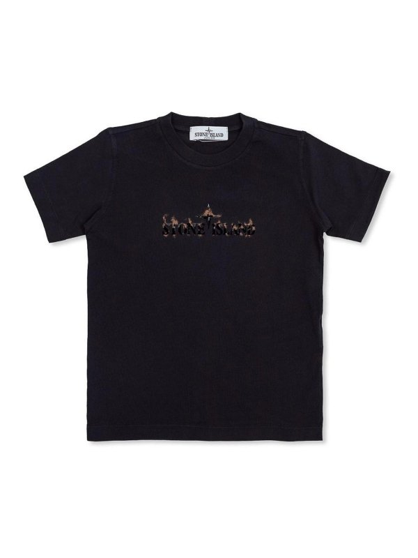 Stone Island Junior: T-shirts - T-Shirt - Noir
