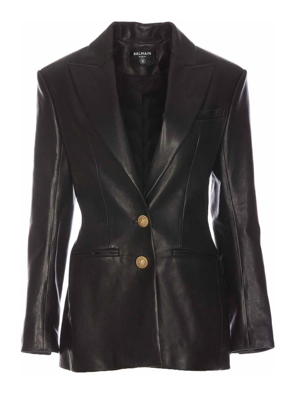 Balmain: leather jacket - 2-Button  Leather Blazer