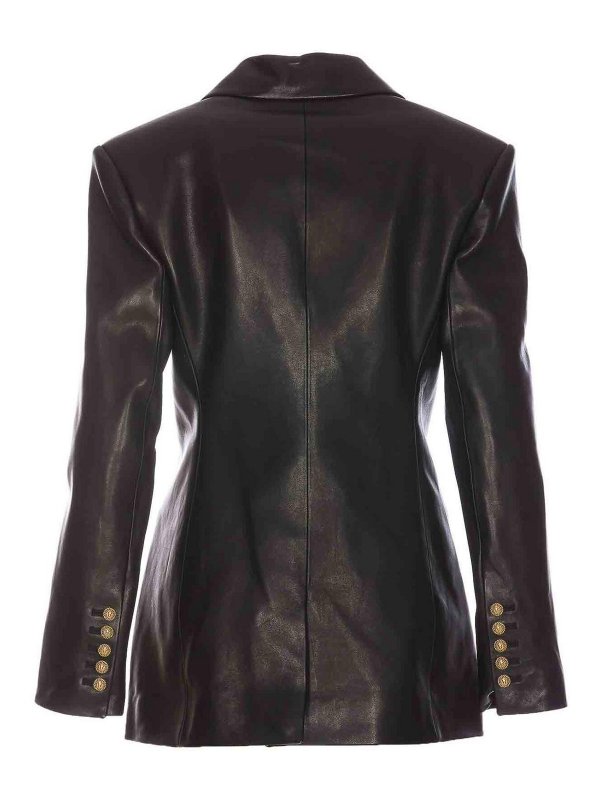 Balmain: leather jacket online - 2-Button  Leather Blazer