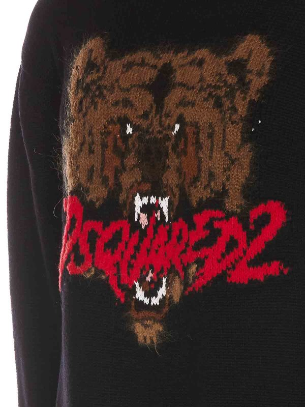 The Best Shops DSQUARED2: Strickpullover mit Rundhalsausschnitt - Rundhalspullover - Schwarz