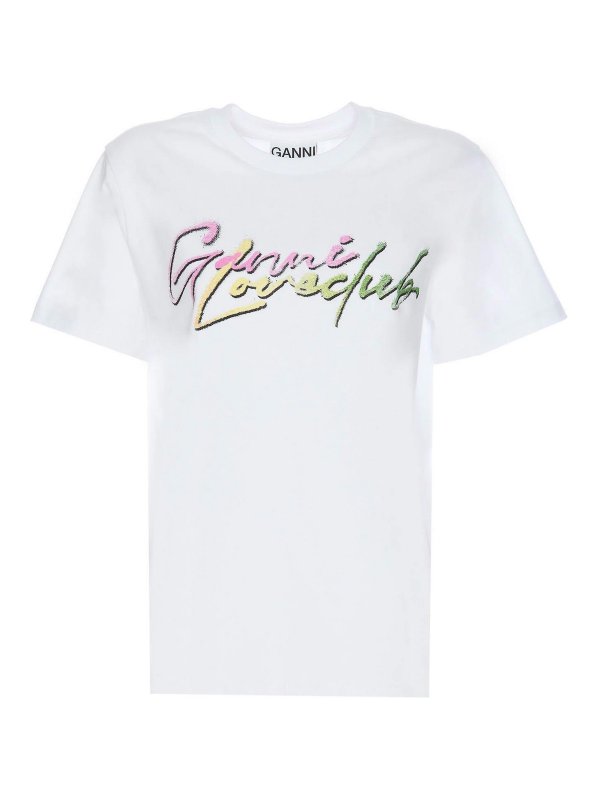 GANNI: t-shirts - Basic Jersey Multi Love Relaxed T-Shirt