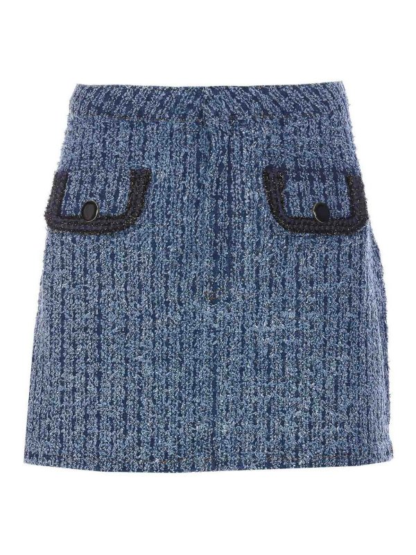 Self Portrait: Knielange und Midi Röcke - Midirock - Blau