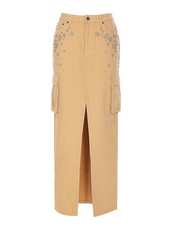 Self Portrait: Knielange und Midi Röcke - Midirock - Beige