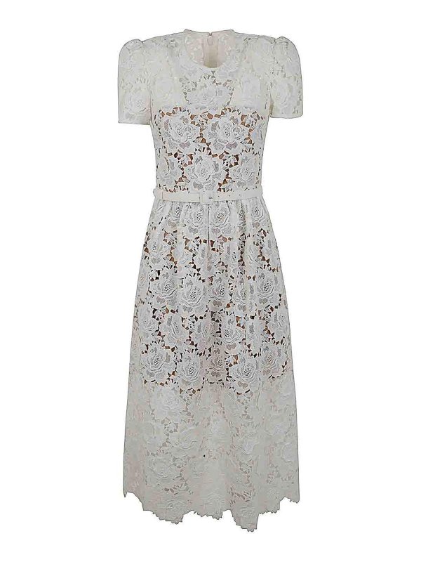 Self Portrait: Knielange Kleider - Knielanges Kleid - Braun