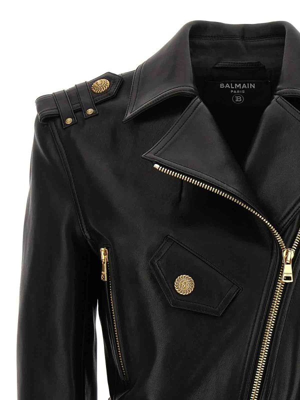 Blouson En Cuir - Noir shop online: Balmain