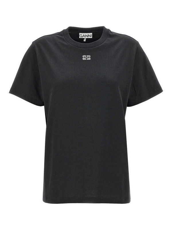 GANNI: Camisetas - Camiseta - Negro