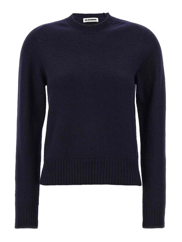 JIL SANDER: Strickpullover mit Rundhalsausschnitt - Rundhalspullover - Blau
