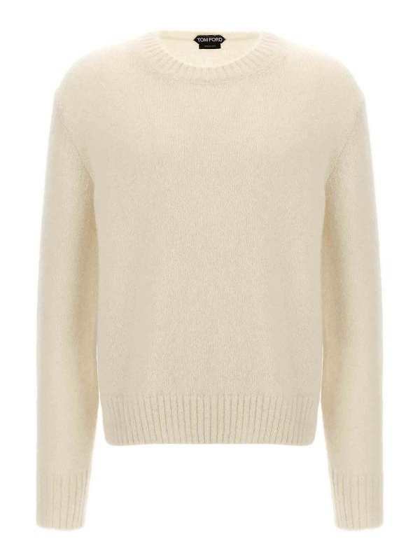 TOM FORD: Strickpullover mit Rundhalsausschnitt - Rundhalspullover - Weiß