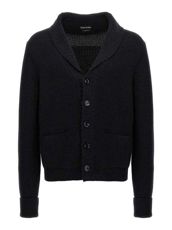 TOM FORD: Cardigans - Cardigan - Bleu