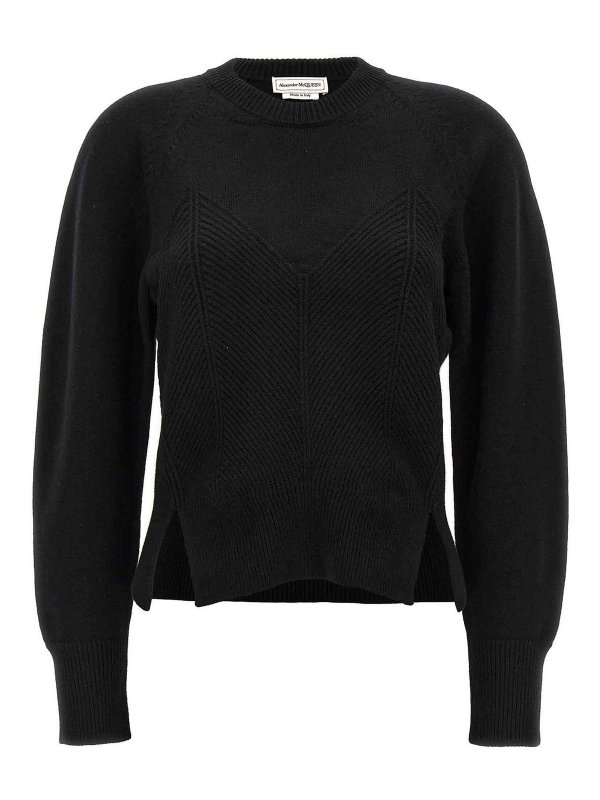 ALEXANDER MCQUEEN: crew necks - Chevron Corset Sweater