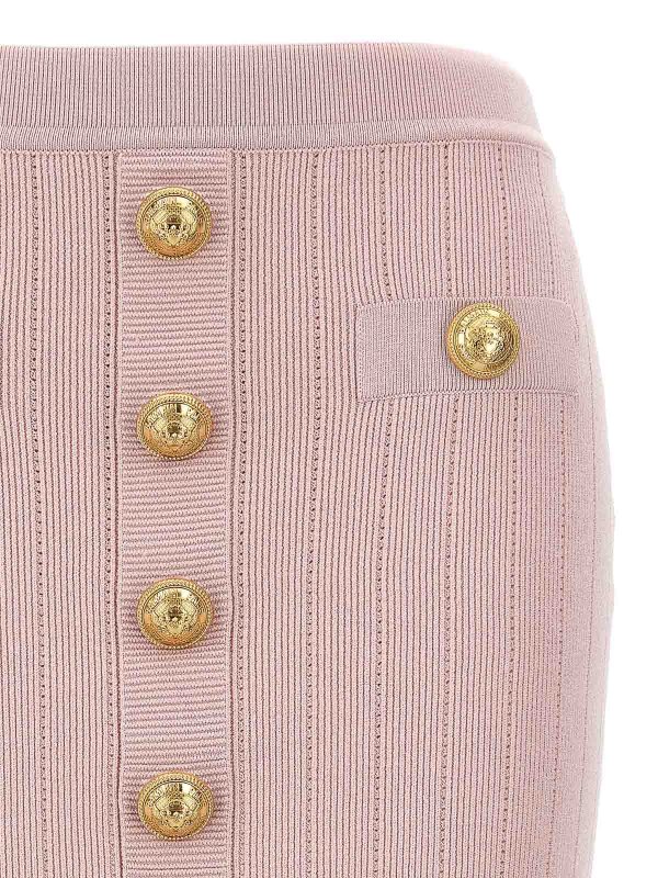 The Best Shops Balmain: Knee length skirts & Midi - Logo Button Skirt