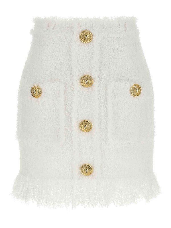 Balmain: Knielange und Midi Röcke - Midirock - Weiß