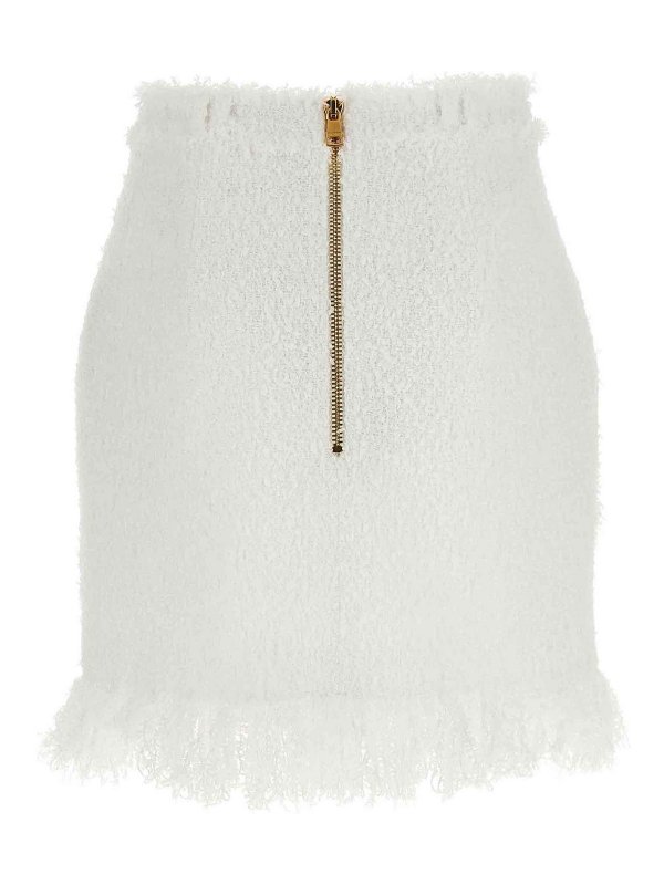 Balmain: Knielange und Midi Röcke online - Midirock - Weiß