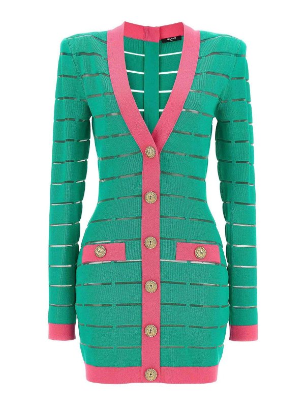 Balmain: ニーレングスドレス - 膝丈ドレス - 緑